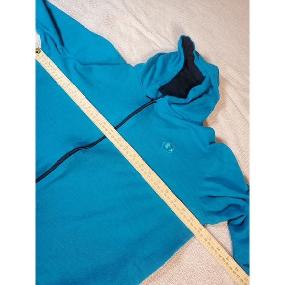 Glowing Sky Merino Wool Dark Teal Zip Up Hoodie Sweatshirt Cropped Sz 18/XL - Picture 2 of 12